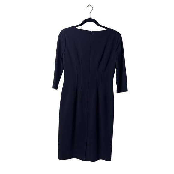 Elie Tahari Black Sheath Dress For Women Size 4  3/4 Sleeves Back Zip Closure Fi - Picture 2 of 4